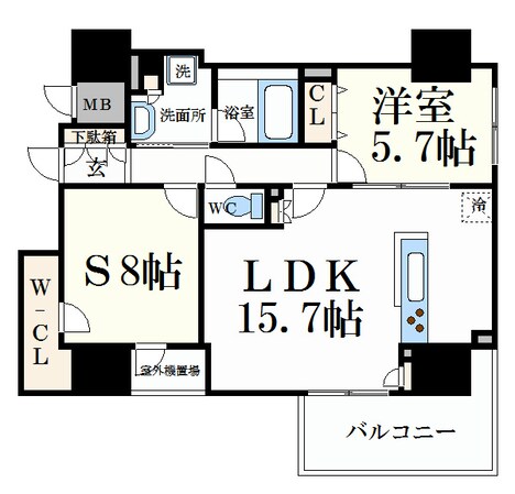 中電前駅 徒歩4分 10階の物件間取画像